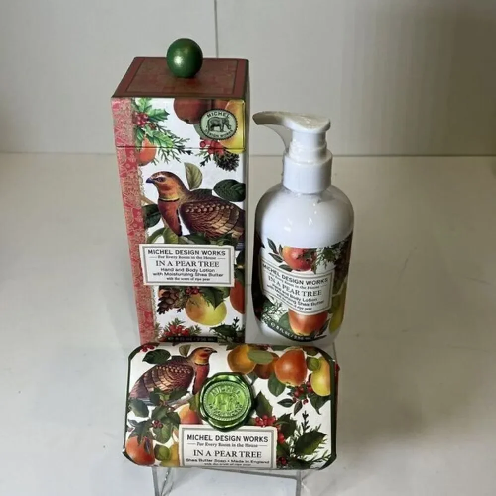 Michel Design Works In A Pear Tree Hand and Body Lotion‎ & Shea Butter Soap Set